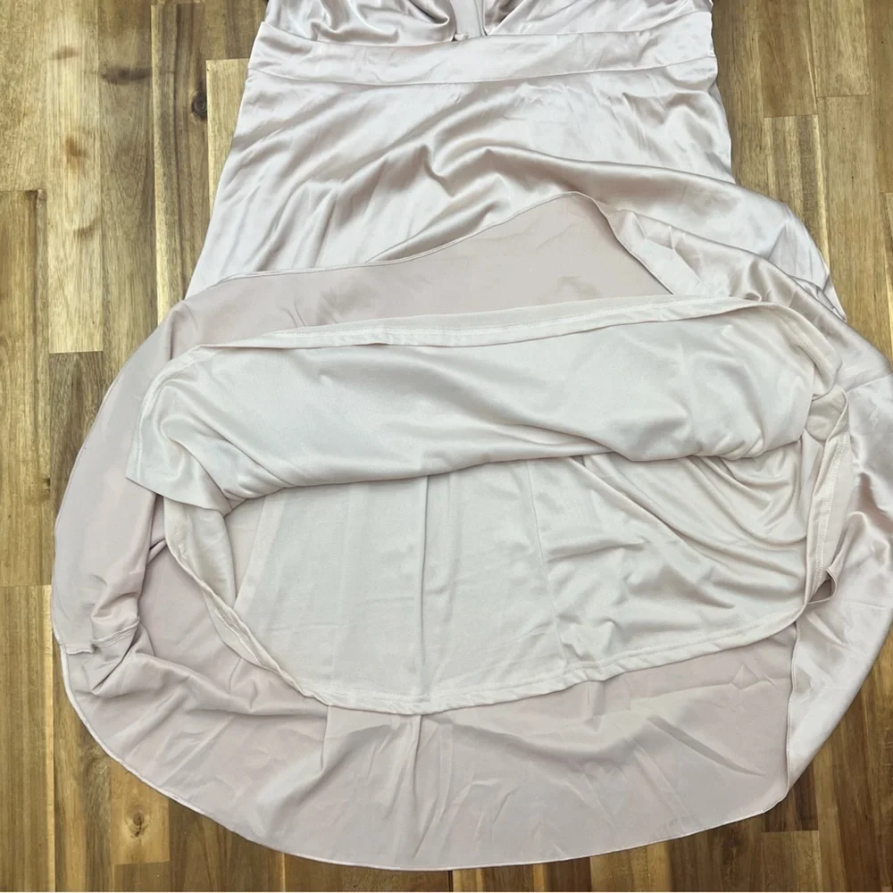 Baltic Born Poppy Satin Midi‎ Dress V-Neck Open Tie Front in Champagne Size XXXL - Picture 8 of 13